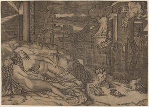 Il sogno di Raffaello da Marcantonio Raimondi possibly after Raphael