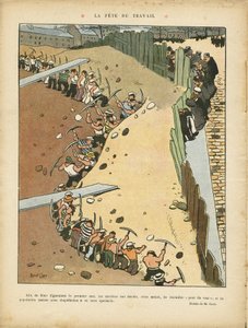 Illustrazione di Marcel Capy (1865-1941) in Le Rire, 27/04/12 - Festa del lavoro - Architettura Urbanistica, Lavoro, 1° maggio - Terrassiers