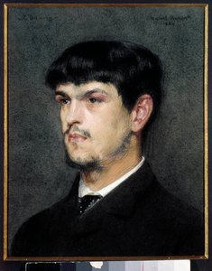 Ritratto del compositore francese Claude Debussy (1862-1918). Disegno a pietra nera e pastello di Marcel André Baschet (1862-1941) 1884 da Marcel Andre Baschet