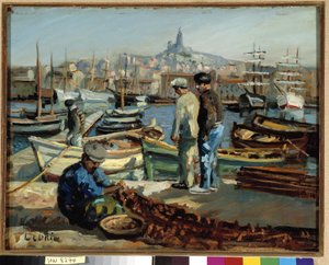 Pescatori sul molo del porto di Marsiglia