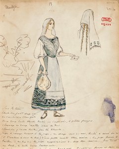 Francia, Parigi, Schizzo di costume per Michaela per Carmen di Georges Bizet da Marcel Multzer