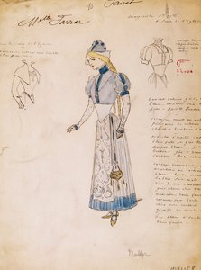 Margherita, bozzetto di costume per Faust di Charles Gounod, creato da Multzer da Marcel Multzer