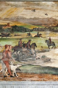 Scena di caccia (dettaglio) da Marcello or Romani Girolamo (Romanino) (c.1485 c.1566) (attr.to) Fogolino