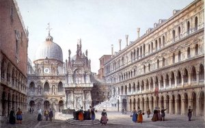 Il Cortile di Palazzo Ducale, Venezia, inciso da Brizeghel (litografia) da Marco (after) Moro