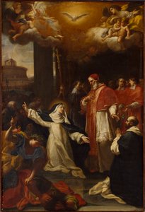 Santa Caterina implora Papa Gregorio XI di tornare da Avignone a Roma da Marco Benefial