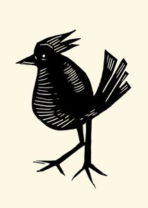 Fancy Bird, 2023 (linoleum su carta) da Marco Campedelli
