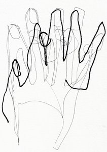 Psyco Hand, 2017 (penna e pennarello su carta) da Marco Campedelli