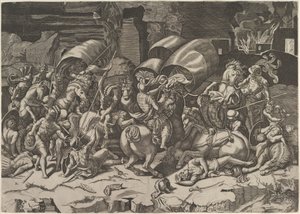 Battaglia con una sciabola, ca. 1515-27 da Marco Dente