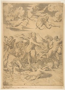 Galatea che cavalca in una conchiglia trainata attraverso l