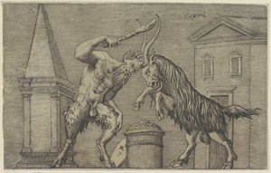 Satiro e ariete in lotta (Antieke reliëfs) da Marco Dente