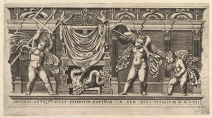 Speculum Romanae Magnificentiae: Bassorilievo con Tre Cupidi, 1519 da Marco Dente