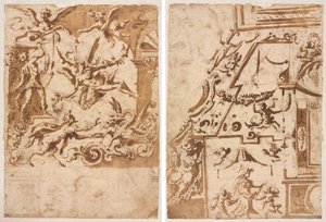 Grottesco con un satiro che nutre un drago (recto); Grottesco con un centauro che salta (verso) da Marco Marchetti