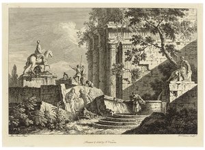 Vista da una collezione di sei, incisa da Francois Vivares da Marco Ricci