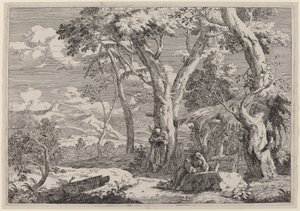 Paesaggio selvaggio con due monaci da Marco Ricci