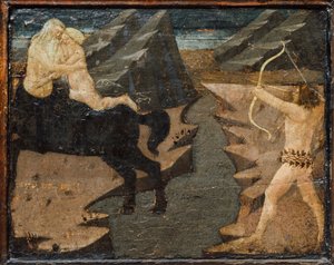 Cassone con scena di battaglia e scene delle fatiche di Ercole, FLorence, Itlay, 1460 circa (tempera, gesso e legno) da Marco del Buono Giamberti