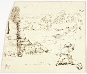Paesaggio con ragazzo in primo piano da Marcus Stone