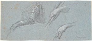 Due studi di mani e studio di torso femminile con braccio teso da Marcus Tuscher