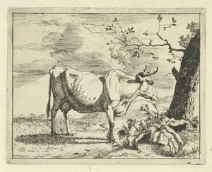 Mucca in piedi vicino a un albero da Marcus de Bye