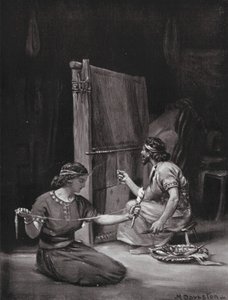 Un telaio babilonese (litografia) da Margaret (after) Dovaston