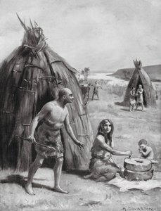 Un insediamento primitivo dei Sumeri (litografia)