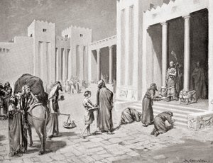 Un principe siro-ittita a colloquio con un gruppo di sudditi semiti nel Bit-hilani, da Hutchinson