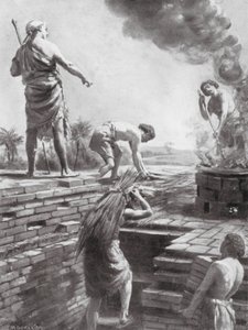 Costruzione di una torre-tempio (litografia) da Margaret (after) Dovaston