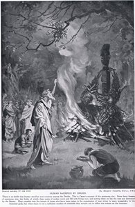 Sacrificio umano da parte dei druidi, illustrazione da "Hutchinson