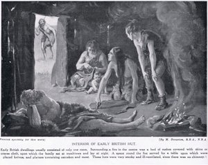 Interno di una capanna inglese, illustrazione da "Hutchinson