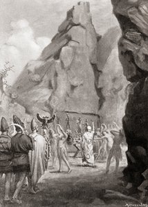 La celebrazione di una festa di primavera con una danza di culto per adorare le dee madri ittite, da Hutchinson
