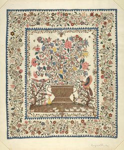 Applique e copriletto ricamato da Margaret Concha