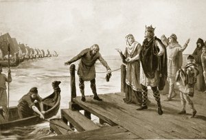Edgar il pacifico che tiene una rassegna navale, illustrazione da "Hutchinson