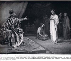Matrimonio della principessa assira con Kara-Indash, re di Babilonia, illustrazione da 