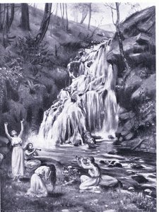 Fanciulle fenicie in lutto per la perdita di Adone (litografia) da Margaret Dovaston