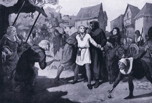 Il paggio di Richards desta sospetti nella piazza del mercato di Erdburg AD1192
