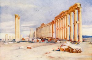 Colonnato, Palmira, con Castello Turco in Lontananza da Margaret Thomas
