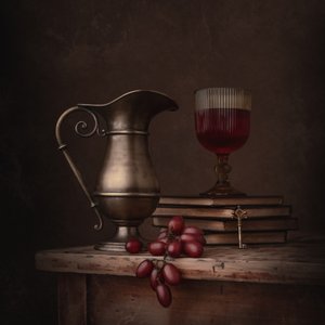 Natura morta con vino d