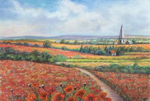 Campo di papaveri nel Cotswold, 2022 da Margo Starkey