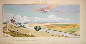 Conte Charles de Lambert in un monoplano Bleriot vola il Circuito Ovest, pubblicato da Mabileau, Parigi