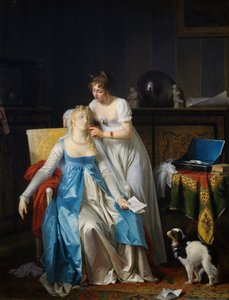 Brutte notizie, dipinto di Marguerite Gerard, olio su tela, 63.5x50.5 cm, Francia