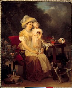 Donna seduta con una bambina sulle ginocchia