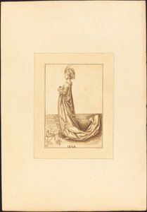 Una signora in un lungo vestito da Maria Catharina Prestel after Martin Schongauer
