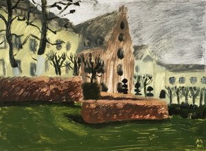 Paesaggio di Bruxelles, 2019 (olio su carta) da Maria Magenta