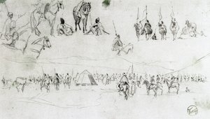 Paesaggio con militari spagnoli e mori da Mariano Fortuny y Marsal
