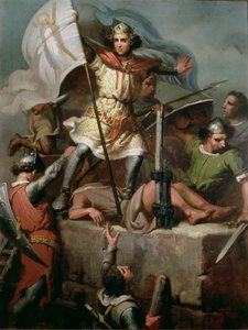 Il conte Berengario III issa lo stendardo di Barcellona sulla torre del castello di Foix
