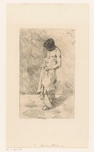 Modello maschile in piedi da Mariano José María Bernardo Fortuny y Carbó