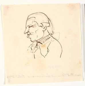 Ritratto di uomo. Profilo a sinistra. Caricatura da Marie Jeanne Clemens