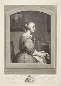 Una donna olandese suona il clavicembalo, vista attraverso una finestra da Marie Louise Adélaïde Boizot