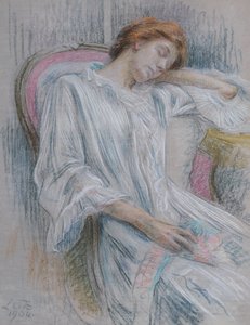 Giovane donna addormentata su una sedia da Marie Louise Catherine Breslau