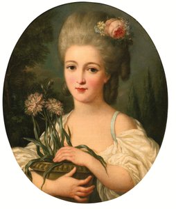 Ritratto di ragazza con in mano un vaso di fiori