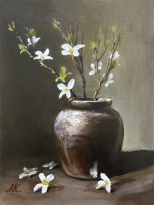 Vaso rustico con fiori bianchi da Marina Kozyr